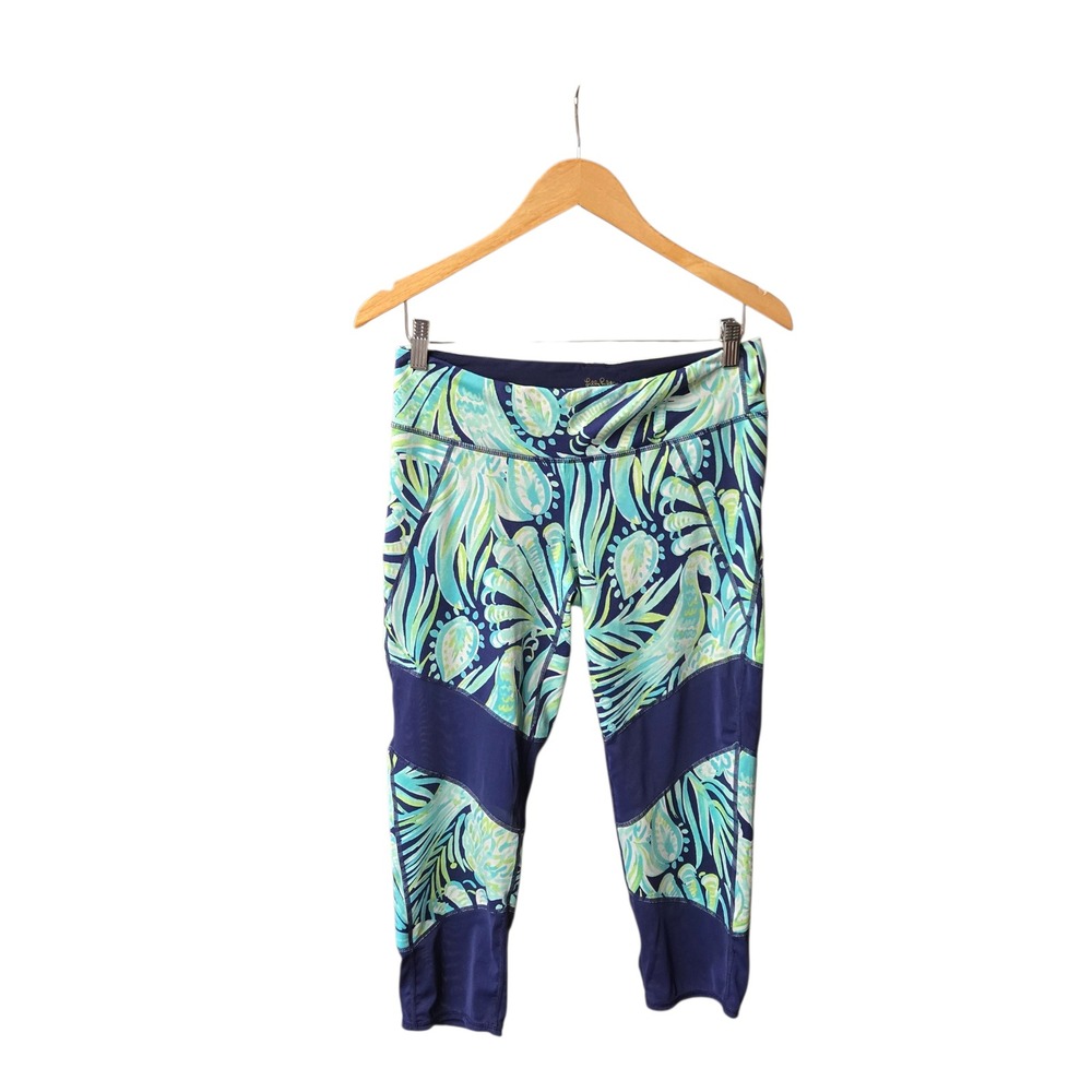 💚Lilly Pulitzer Luxletic Leggings Cropped Blue/Green‎ Size Large